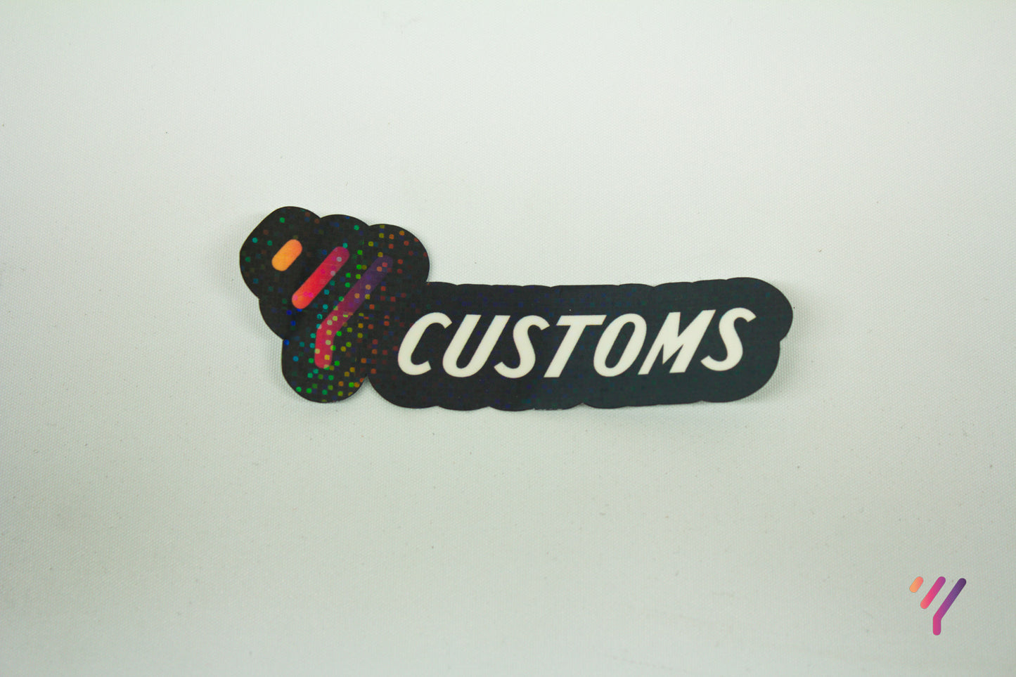 Y Customs Holographic Sticker (White and Black)