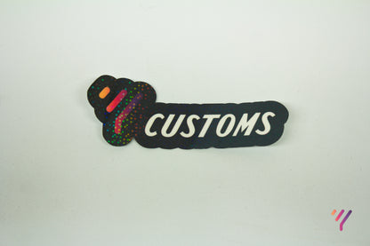 Y Customs Holographic Sticker (White and Black)