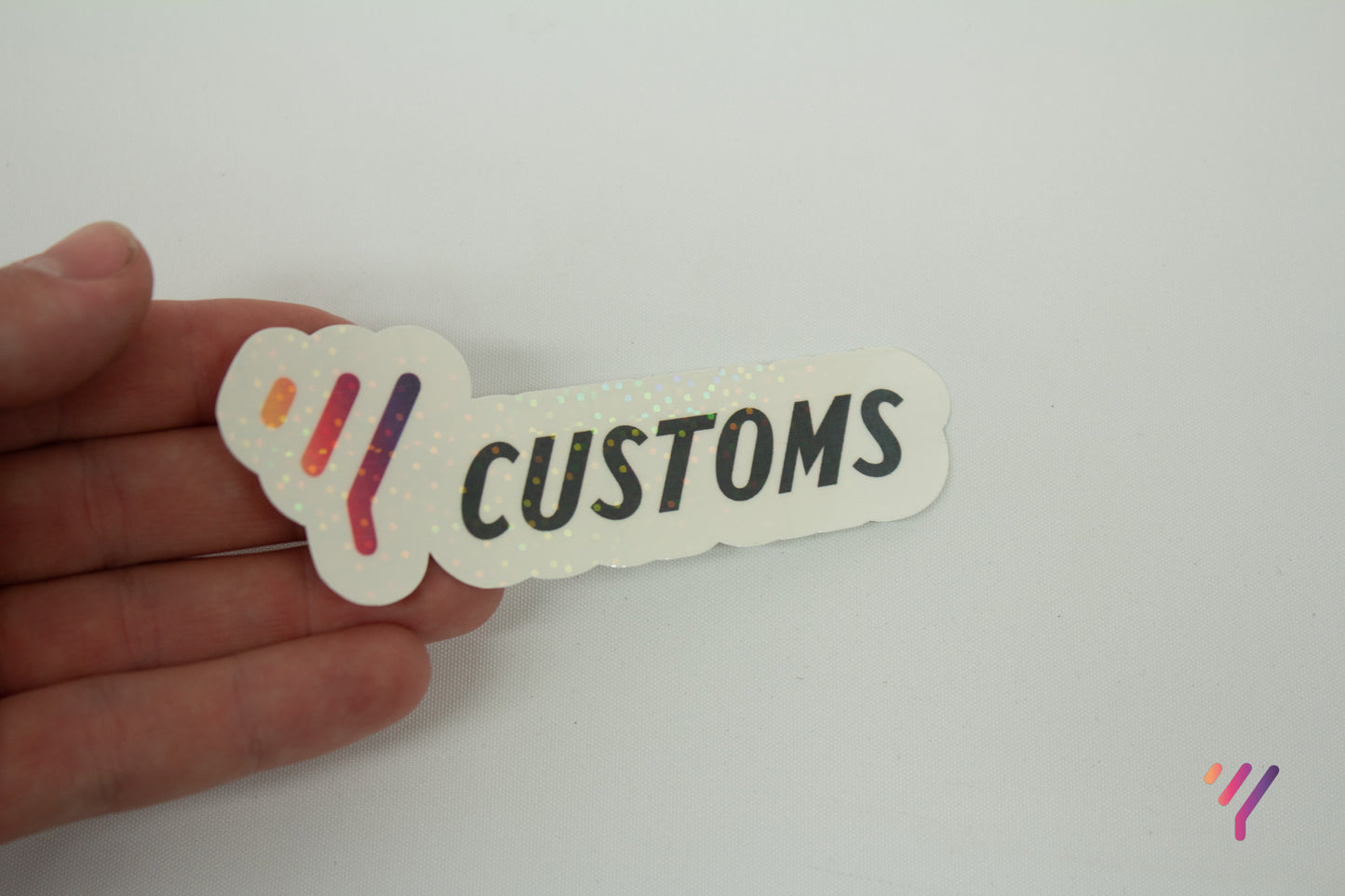 Y Customs Holographic Sticker (White and Black)
