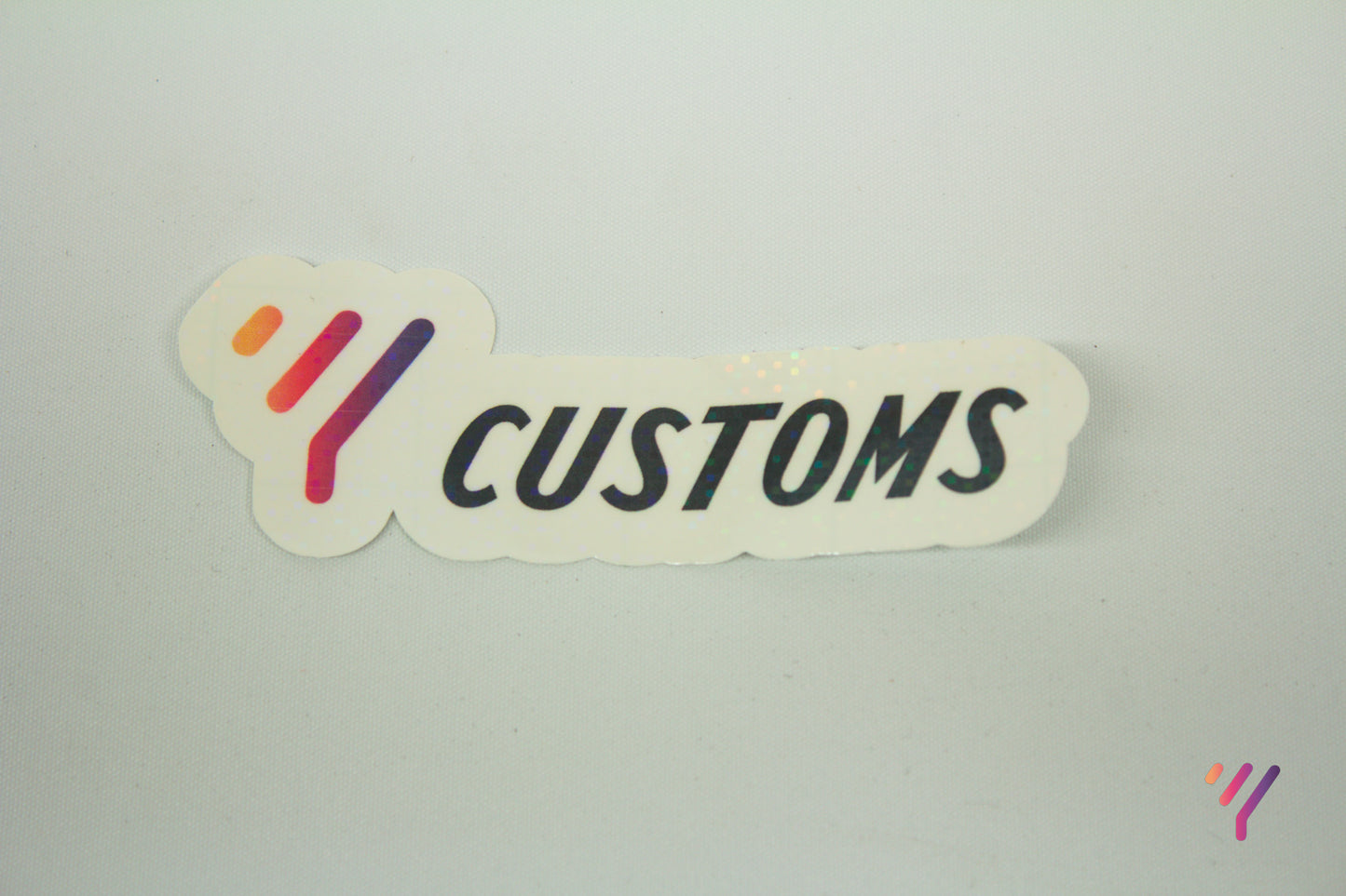Y Customs Holographic Sticker (White and Black)