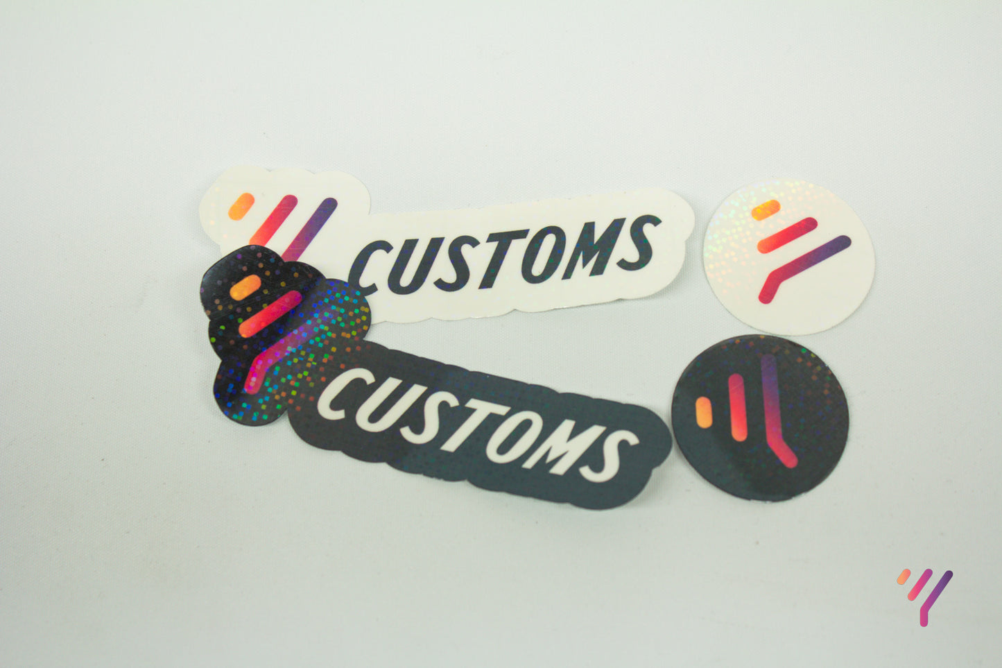 Y Customs Holographic Sticker (White and Black)