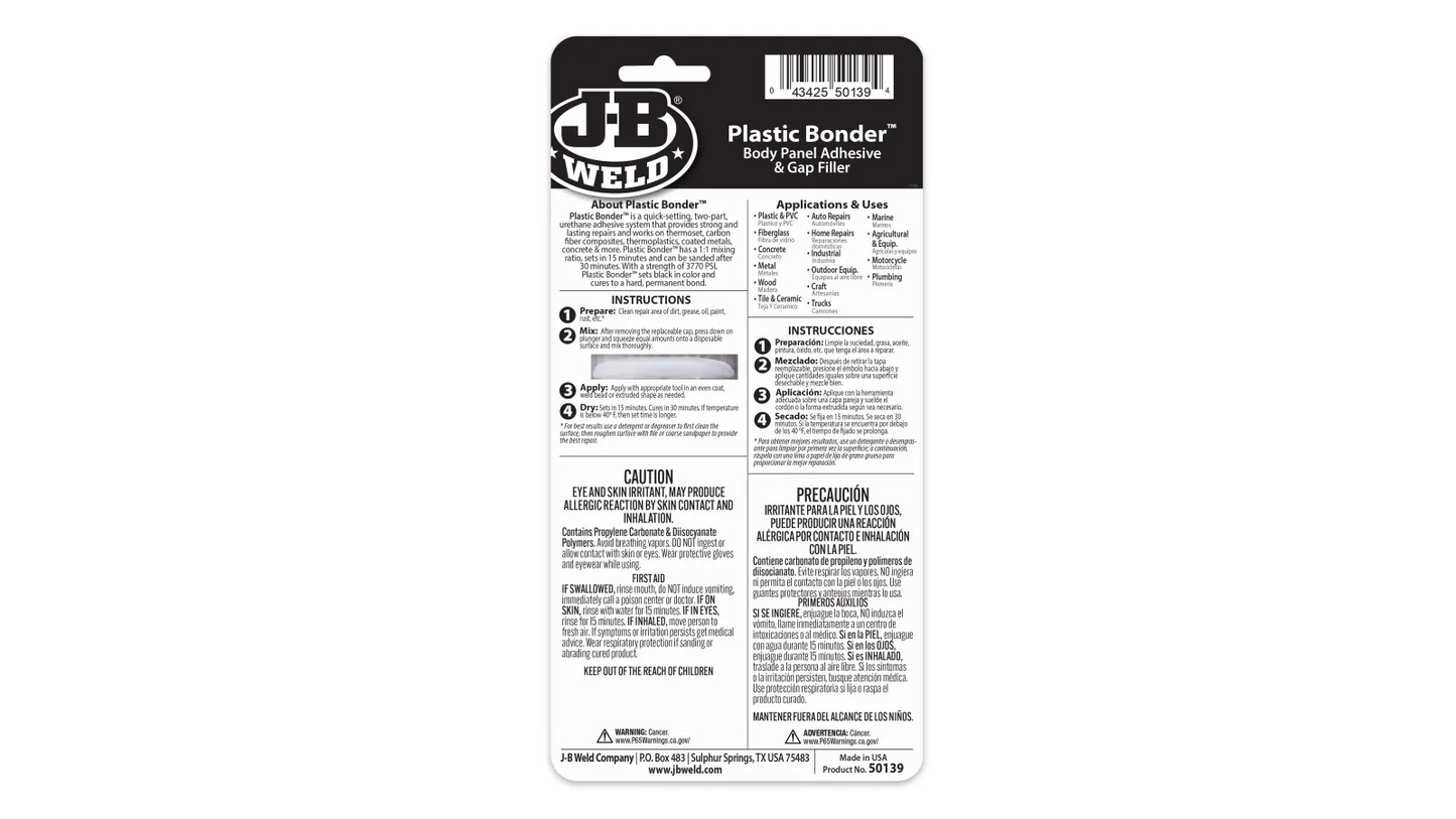 JB Weld Plastic Bonder 25mL Black 50139